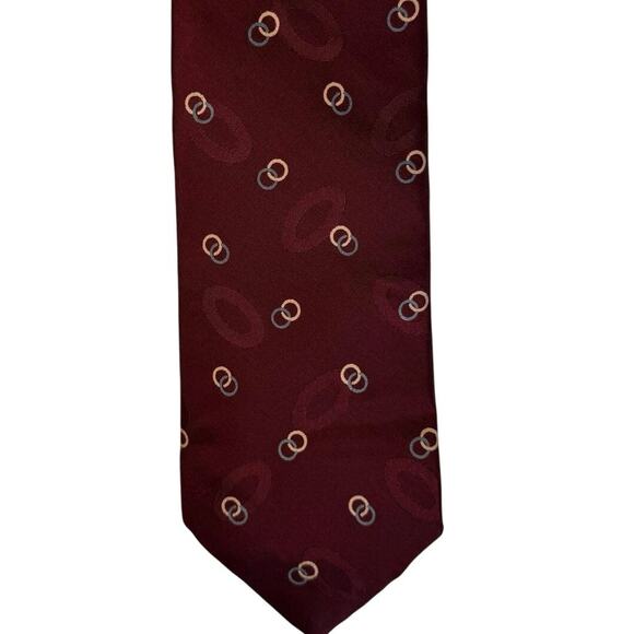 Robert Talbott Men’s Silk Tie Burgundy Handblock Print Sewn Made in USA England - Picture 2 of 8